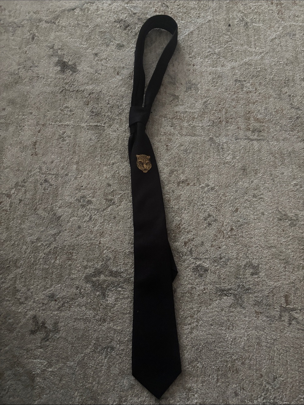 Gucci Black Silk Tie with Signature Back Label